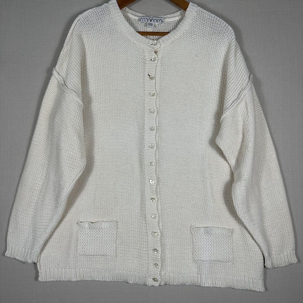 VTG Separate Ellements Cardigan Women One Size Cream Cotton Handloomed